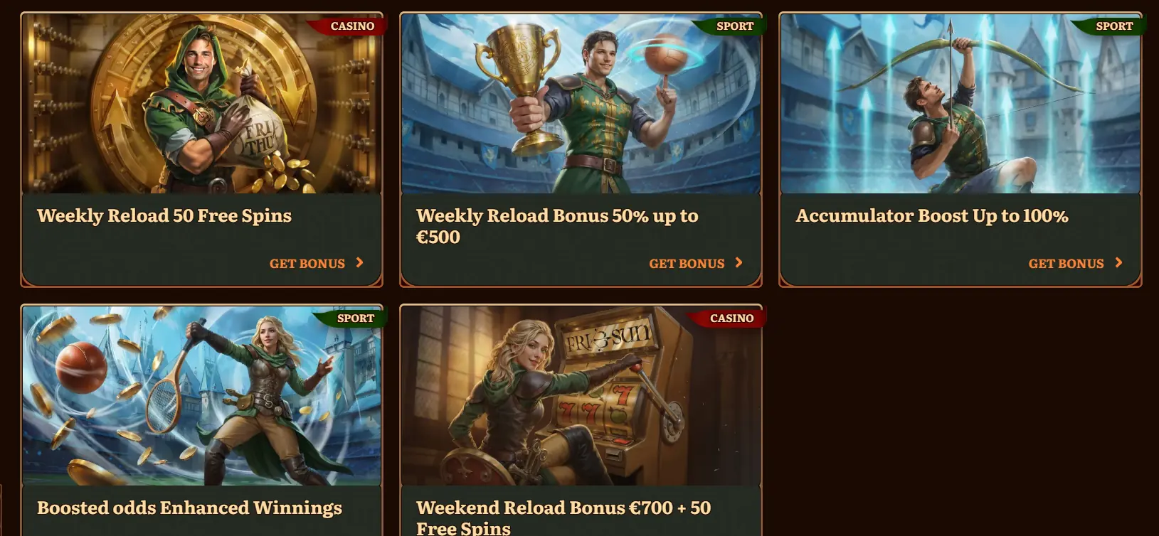 WildRobin-kasino, bonukset-osio